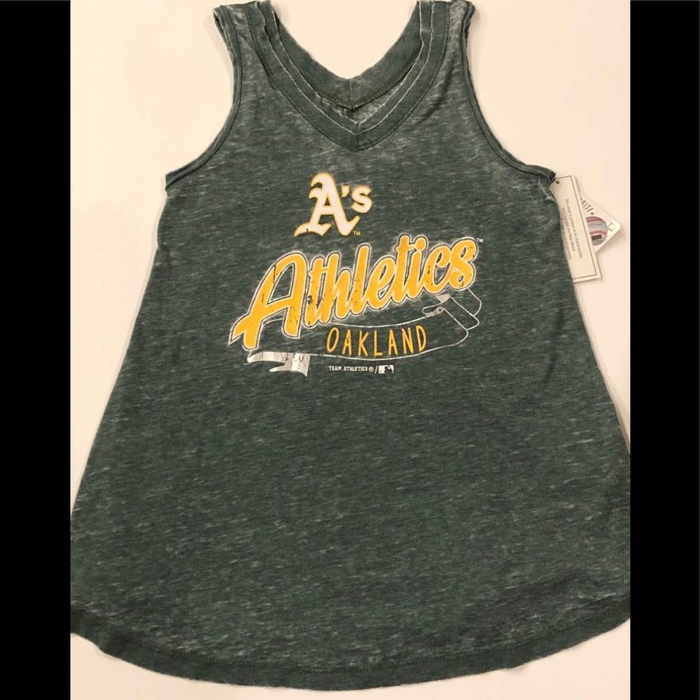 NWT Girls Oakland A’s Distressed Tank Baseball